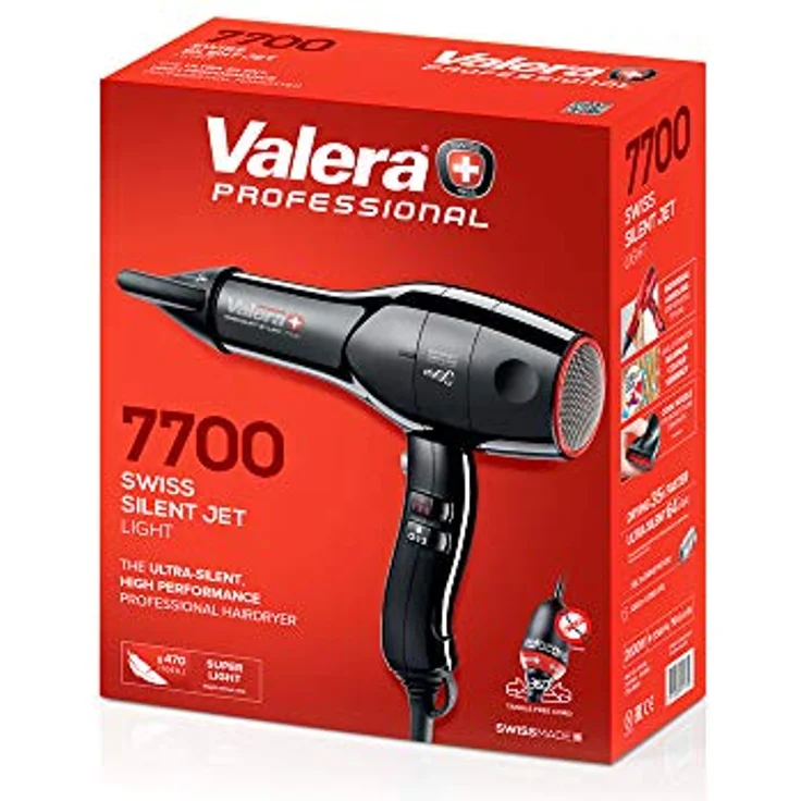 Valera Professioneller Ionen-Haartrockner Swiss Silent Jet Light 7700, super leicht, für leises und schnelles Trocknen, 2000 Watt – Bild 6