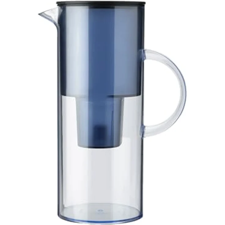 Stelton Wasserfilter-Kanne EM77, 2 Liter, kompatibel mit Brita-Wasserfilterkartuschen, modernes Design, blau, reduziert Chlor und Kalkablagerungen – Bild 1