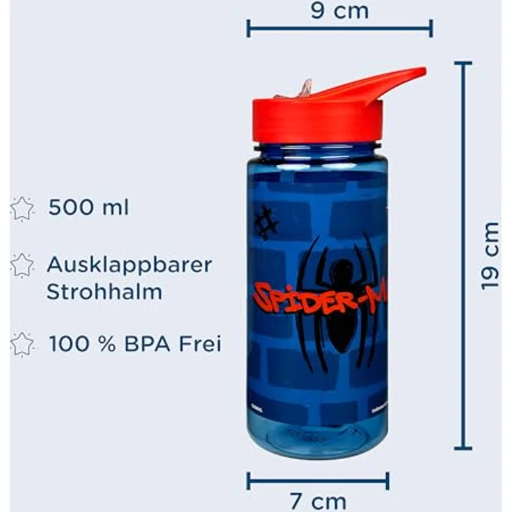 Scooli Lunchbox Spider-Man Set mit Trinkflasche, auslaufsicher, BPA-frei, 500 ml – Bild 3