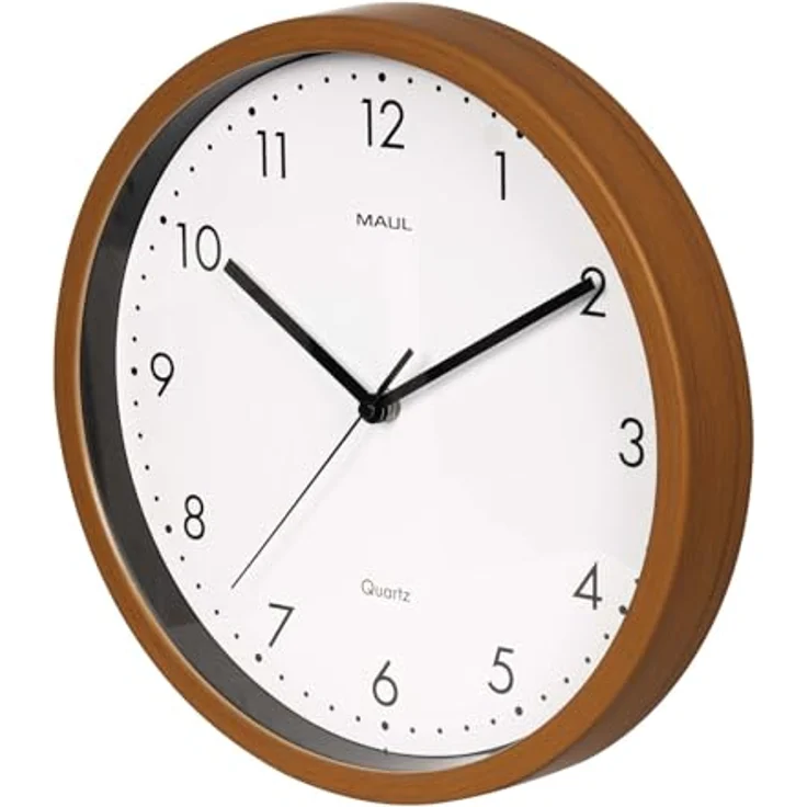 Maul 9051476 Quarz Wanduhr, 30cm x 50mm, Holz (dunkel), leiser, eleganter Rahmen in natürlicher Holzoptik – Bild 5