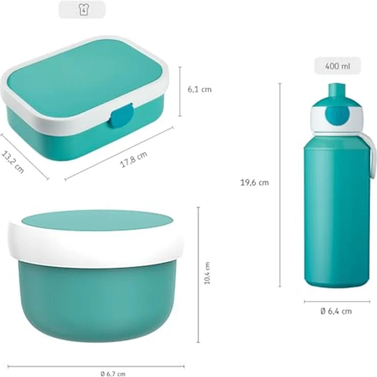 Mepal Campus Lunchbox Set, Trinkflasche & Brotdose, Weiss, auslaufsicher, spülmaschinengeeignet – Bild 5