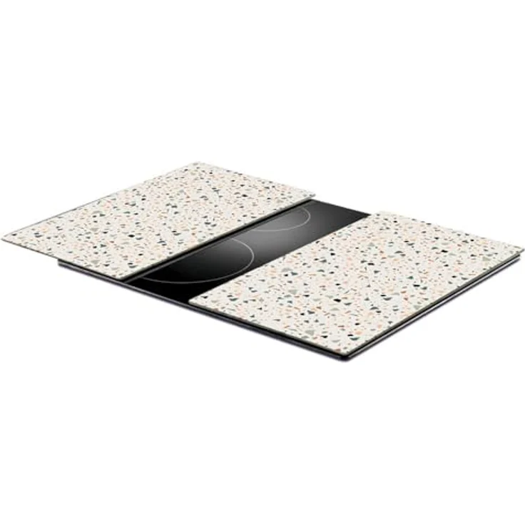 Zeller Present Schneidebrett Herdabdeck-/Schneideplatten-Set "Terrazzo", 2-tlg., Glas, Sicherheitsglas, Moderne Platte aus Sicherheitsglas, Terrazzo-Farbe – Bild 3