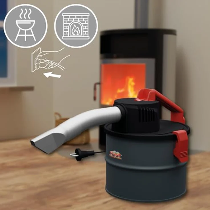 Mauk® Pelletofen Kamin & BBQ Holzkohle Aschesauger & Grillgebläse Feuerbalg - 4 Liter Nass/Trocken Handsauger mit HEPA-Filter und 600 Watt Motorleistung, schwarz – Bild 4