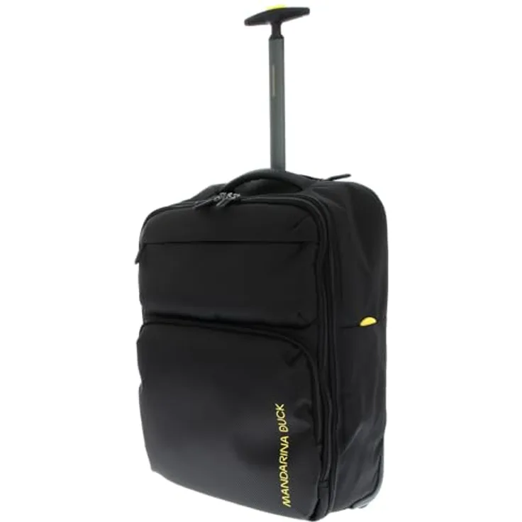 Mandarina Duck Zephyr Trolley Backpack, 3D-Effekt, zwei Tragevarianten, mit Taschen und elastischem Halter, Schwarz