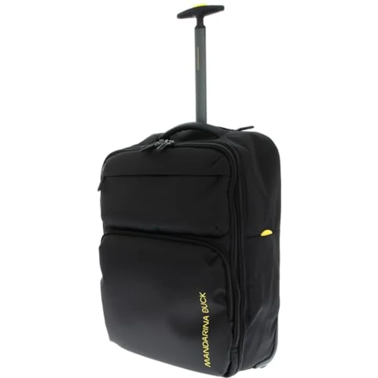 Mandarina Duck Zephyr Trolley Backpack, 3D-Effekt, zwei Tragevarianten, mit Taschen und elastischem Halter, Schwarz – Bild 1