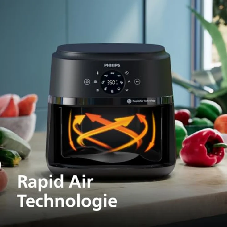 Philips Airfryer 2000 Series Heißluftfritteuse, 6,2 L, kompaktes Design, 13 Garoptionen, RapidAir-Technologie, Touchscreen-Steuerung, leicht zu reinigen (NA230/00) – Bild 5