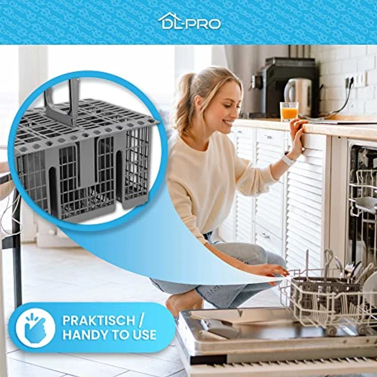 DL-pro Besteckkorb Spülmaschine Universal 20,8x16cm, robustes Design für optimale Besteckreinigung, passend für Whirlpool, Bauknecht, Indesit und Hotpoint – Bild 5