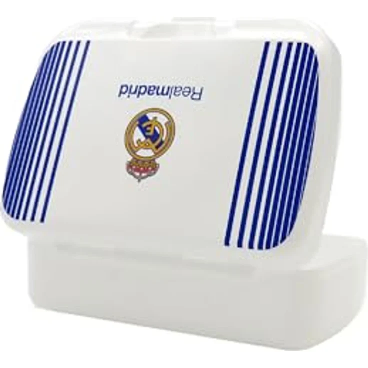 CyP Brands Real Madrid Sandwichbox, Brotdose mit Sicherheitsverschluss, Lebensmittelbehälter für Snacks, Weiß, offizielles Produkt – Bild 4