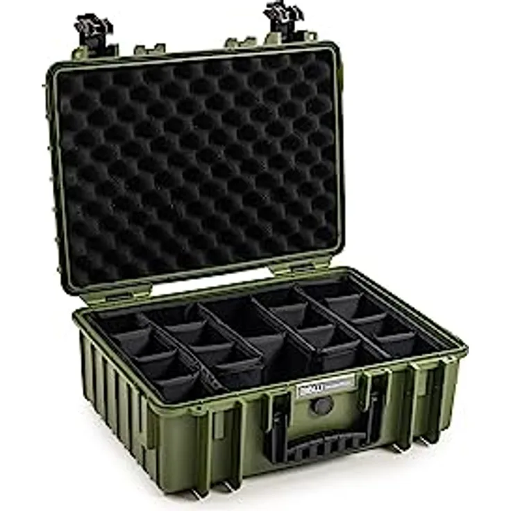 B&W International GmbH B&W Transportkoffer Outdoor Typ 5000 Bronze-grün mit Variabler Facheinteilung - wasserdicht nach IP67 Zertifizierung, staubdicht, bruchsicher und unverwüstlich