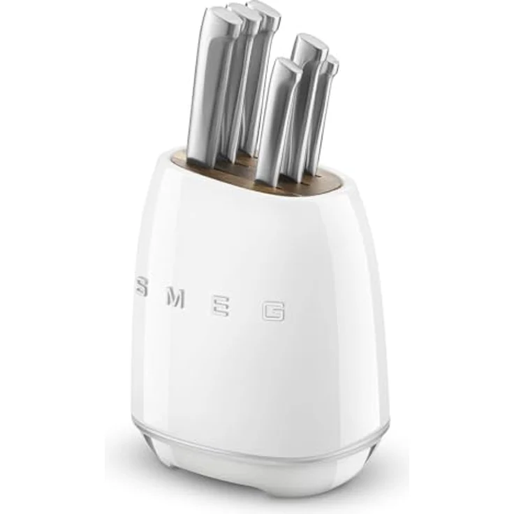Smeg KBSF02WH, Messerblock aus Edelstahl mit 6 hochwertigen Messern, Weiß – Bild 3