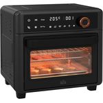 HOMCOM Minibackofen mit Umluft 13L Mini Ofen mit Backblech, Grillrost und Krümelblech, 40 °C-220 °C Heißluftfritteuse mit 12 Programmen, Frittierkorb, 12h Timer, 1200W, Edelstahl