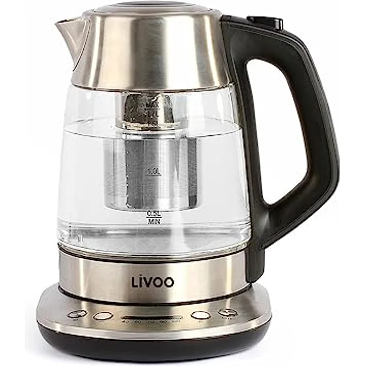 Livoo DOD165 Teekanne & Wasserkocher aus Glas | Fassungsvermögen 1,7 l | Thermostat von 40 ° bis 100 °C, Warmhalt, automatische Abschaltung | 2200 W – Bild 2