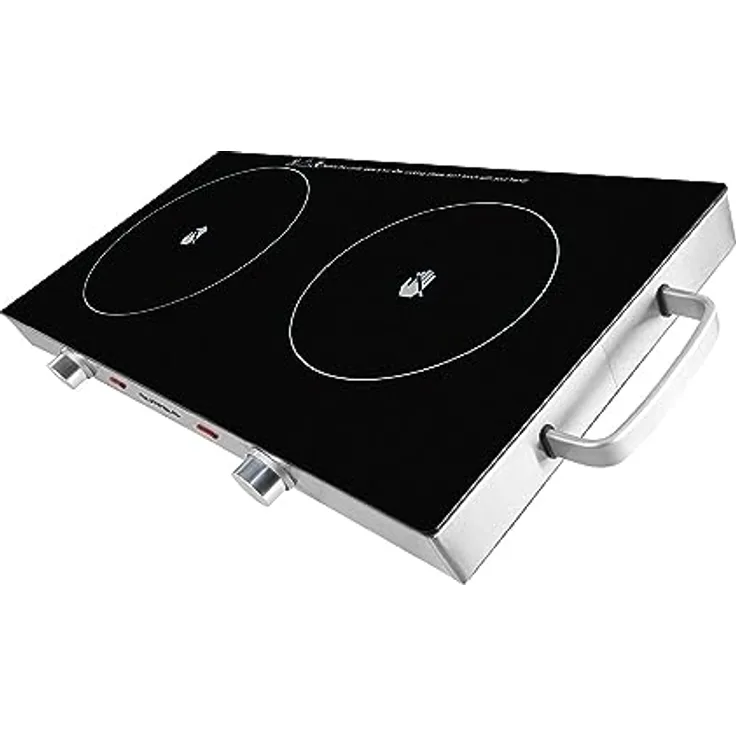 Gutfels Doppel-Kochplatte COOK 4010 | Cerankochfeld 2 Platten 2800 W | Herdplatte 2 Kochfelder aus Glaskeramik | Kochplatten 2er elektrisch inkl. Überhitzungsschutz