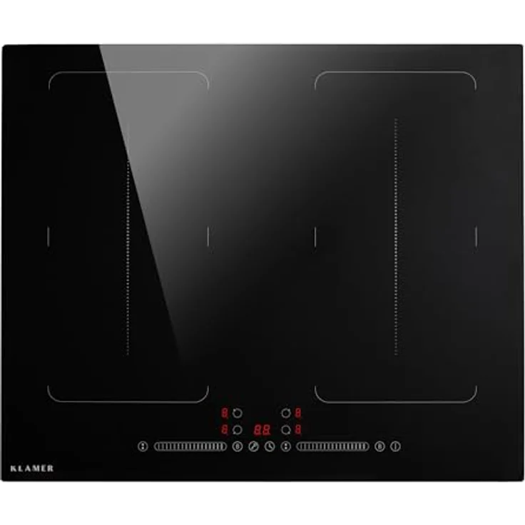 KLAMER Induktionskochfeld 60 cm, 4 Zonen mit 2 Flexzonen, 7400 Watt, Boost Funktion, 9 Leistungsstufen, Timer bis 99 min, Kindersicherung, kratzfeste Glasoberfläche – Bild 1