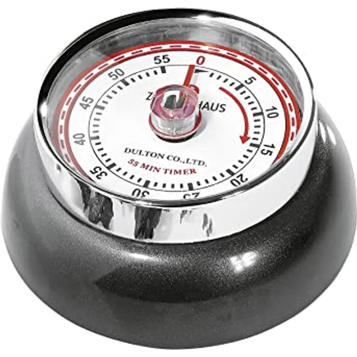 Zassenhaus Küchentimer Speed Ø 7 cm x 3 anthrazit metallic ohne Batterien Edelstahl-Gehäuse Eieruhr magnetisch Küchenwecker analog Küchenuhr 55 min mechanisch einstellbar,071870,071870 - Preisvergleich