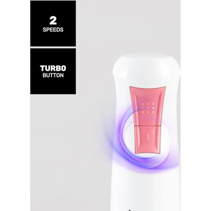 Taurus Handmixer Robot 1000 Edelstahl, 2 Geschwindigkeitsstufen + Turbo, ergonomisch, spritzgeschützt, BPA-frei, spülmaschinenfest, weiß – Bild 5