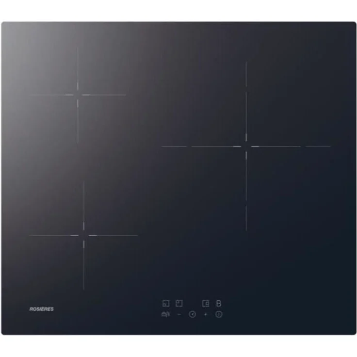 Rosieres RI633CBB, Induktionskochfeld mit 3 Brennern, 59 x 52 x 5,8 cm, Touch-Steuerung, digitaler Timer, Topferkennungssensor, schwarze Keramikoberfläche