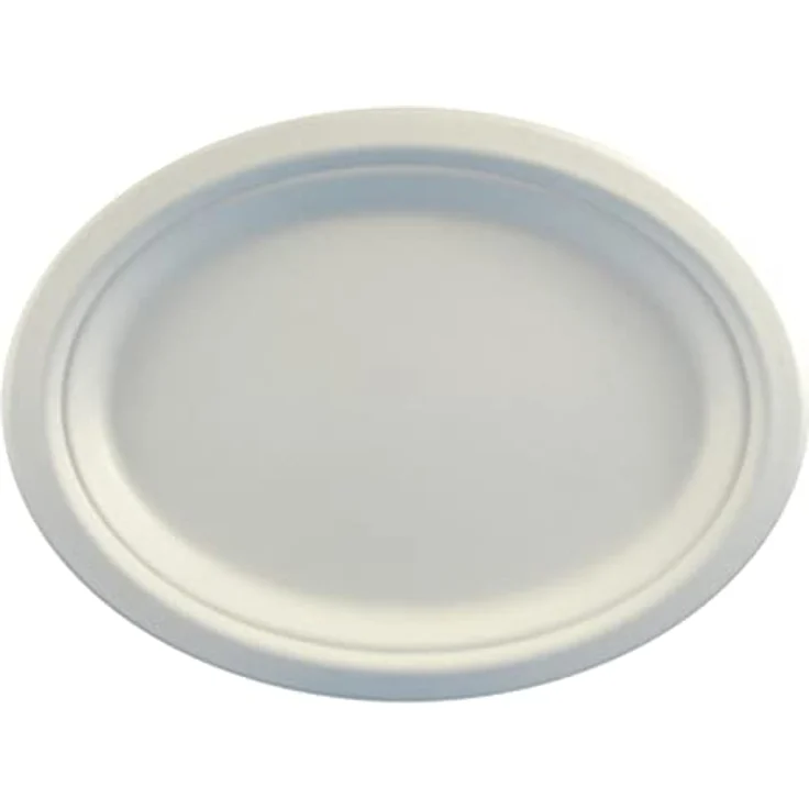 Papstar Pappteller Einwegteller weiß, oval pure (50 Stück), 26 x 20 x 2 cm, aus Zuckerrohr, für Feste Geburtstage Feiern, mikrowellengeeignet – Bild 2