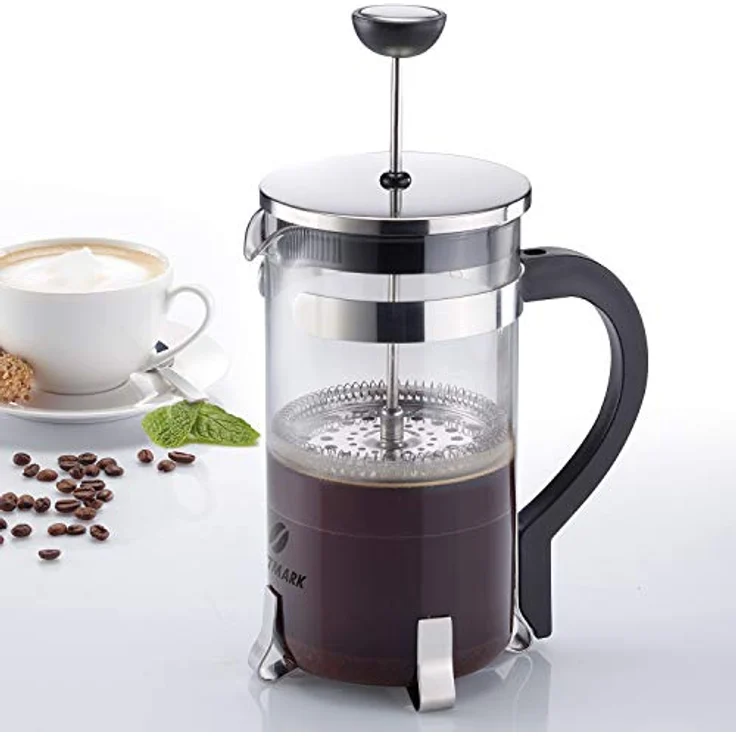 Westmark Kaffeebereiter French Press, 1 Liter, Glas-Rostfreier Edelstahl, Brasilia, Silber-Schwarz, 24722260 – Bild 3
