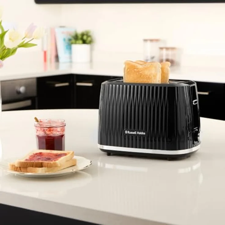 Russell Hobbs Toaster Eden (6 Bräunungsstufen, Hebefunktion, Auftau-, Aufwärm- & Stoppfunktion, Krümelschublade, Brötchenaufsatz, Schwarz) – Bild 8