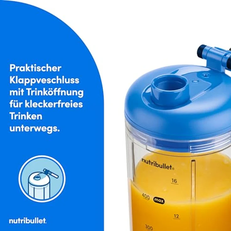 nutribullet Smoothie-Maker NB Flex Portable NBP013BL, blauer Standmixer mit 0,59 l BPA-freiem Becher und klappbarem Deckel – Bild 6