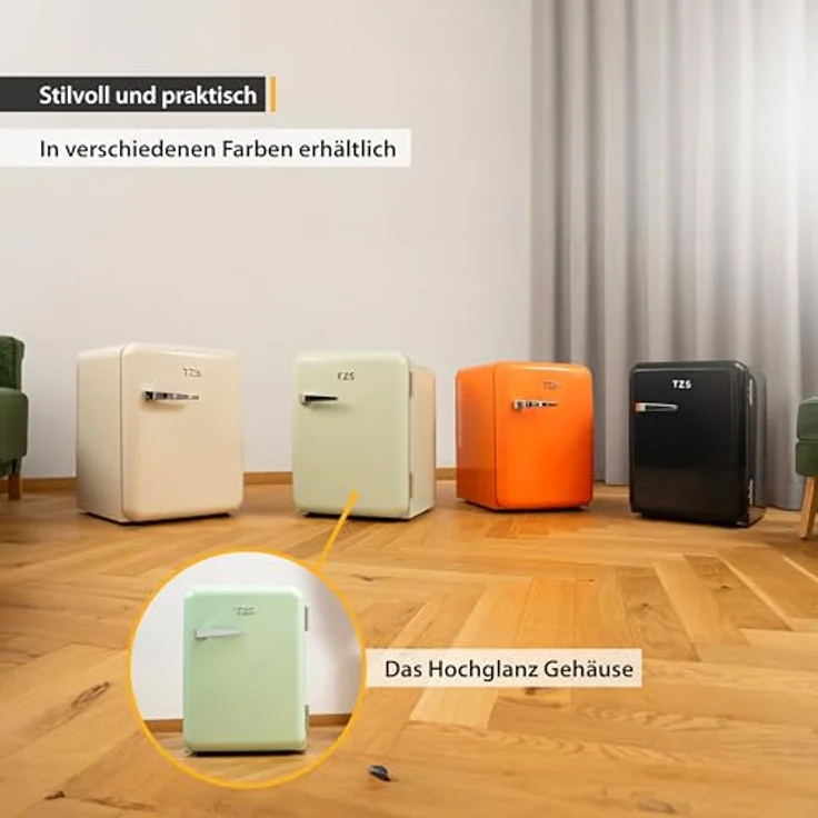 TZS First Austria Minikühlschrank | Retro Design | Einstellbare Kühlleistung | Türgriff | 40L | mint – Bild 5