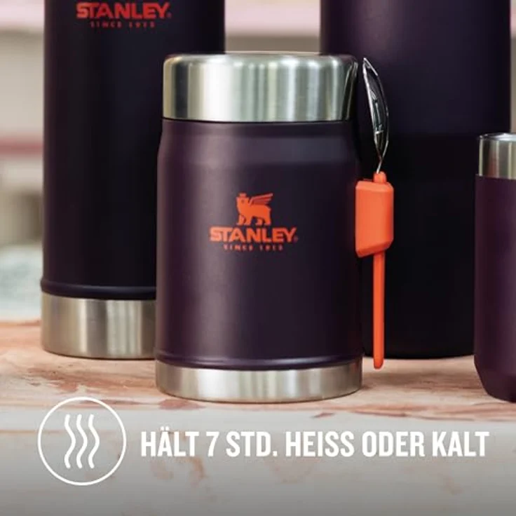 Stanley 1913 Legendary Food Jar + Spork, 0,4 Liter, doppelwandige Edelstahl-Vakuumisolierung, auslaufsicher, violett – Bild 4