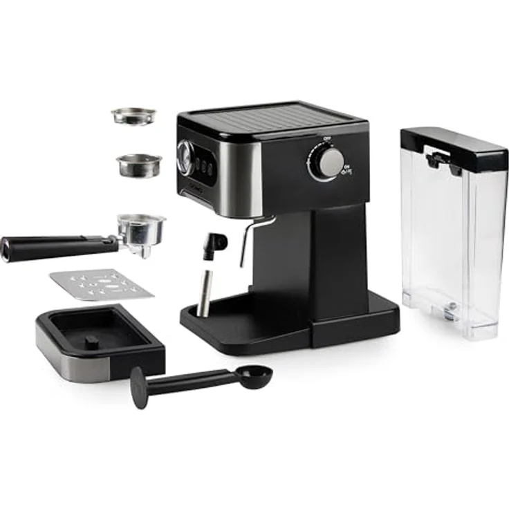 DOMO DO1138K Espressomaschine mit Manometer - 20 Bar - Edelstahl/schwarz - Leistungsstarke ULKA-Druckpumpe, PID Temperature Control – Bild 4