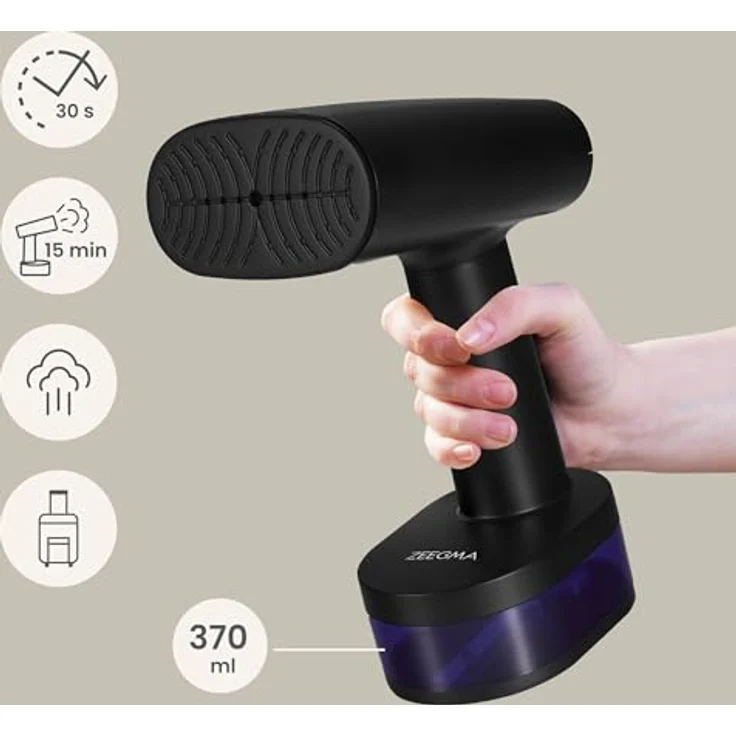 ZEEGMA STEAMEE 2-in-1 tragbarer Dampfglätter, Dampfbügeleisen 1640 W, 370 ml, Dampfleistung 25 g/Min., Aufheizen in 30 Sekunden, inkl. Zubehör – Bild 2