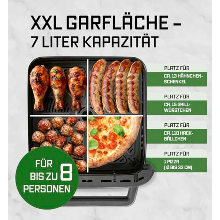 GOURMETmaxx AirGenius Heißluftfritteuse 7 L - XXL-Fritteuse mit 10 Programmen, Farbdisplay & Manuell, für max. 8 Personen – Bild 5