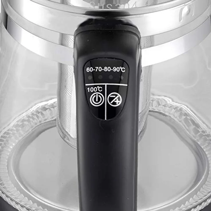TurboTronic Glas-Wasserkocher TT-LED11, 2200 W, 1,5 l, hitzebeständiges Borosilikatglas, Temperaturwahl 60-100 °C, herausnehmbares Teesieb, 100 % plastikfrei – Bild 7