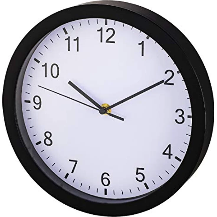 Hama große Wanduhr ohne Ticken (lautlose Uhr inkl. Batterie, Quarzuhr mit Stunden- und Minuten- und Sekundenzeiger, moderne Uhr für Wohnzimmer, Küche oder Kinderzimmer Ø 25 cm, 4 cm Tiefe) schwarz – Bild 1