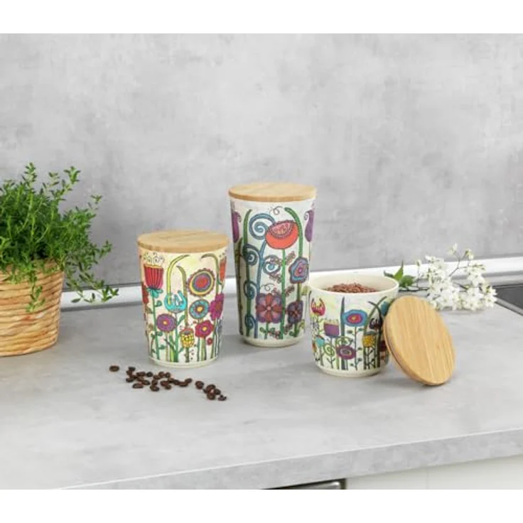 WENKO Vorratsdosen [Deckel aus Bambus] 3er Set Aufbewahrungsdose Küche - Vorratsbehälter luftdicht - Kaffeedose Küchenorganisation – Bild 6