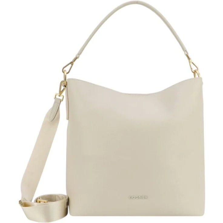 Bogner Pontresina Jessi Schultertasche aus 100% Leder, beige, 31 cm x 17 cm x 33 cm
