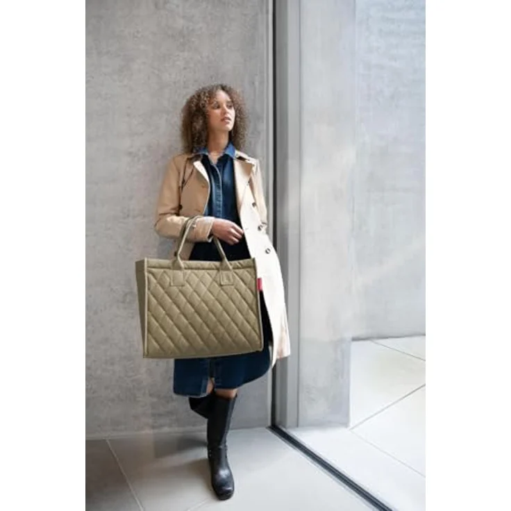 reisenthel Daily Shopper Tasche 42 cm mit Laptopfach, oliv, 100% Polyester, 42 x 17 x 35 cm – Bild 3