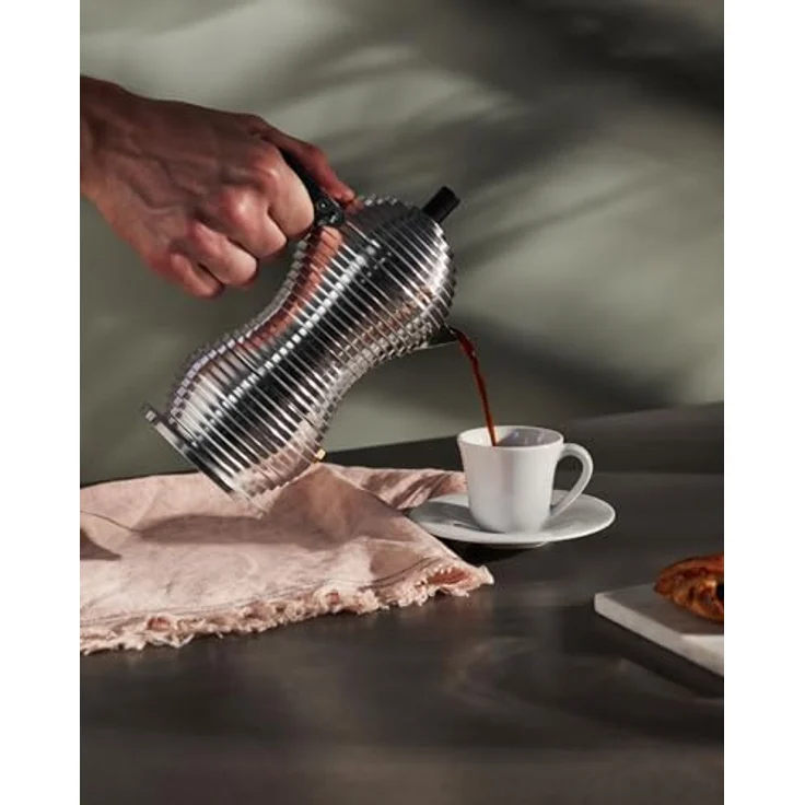 Alessi Pulcina, Espressokocher aus Aluminium, silberne Moka für perfekten Espresso – Bild 3
