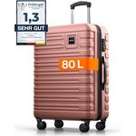 Travely Premium Koffer 24" mit über 75L Volumen, Hartschalen Koffer in Blau mit sanften Rollen & TSA Schloss