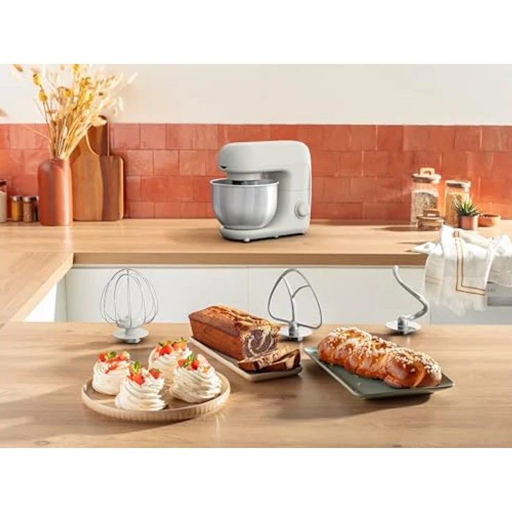Tefal QB1601 Küchenmaschine 800W 4,8L Schüssel Schneebesen Rührbesen Knethaken, leistungsstarker 800-W-Motor, planetarisches Rührsystem – Bild 3