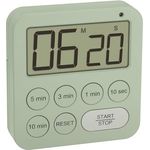 TFA Dostmann Digitaler Timer 38.2056, mit Stoppuhr, magnetisch, 3 Lautstärke Stufen, großes Display, visuelles LED Warnlicht, grün