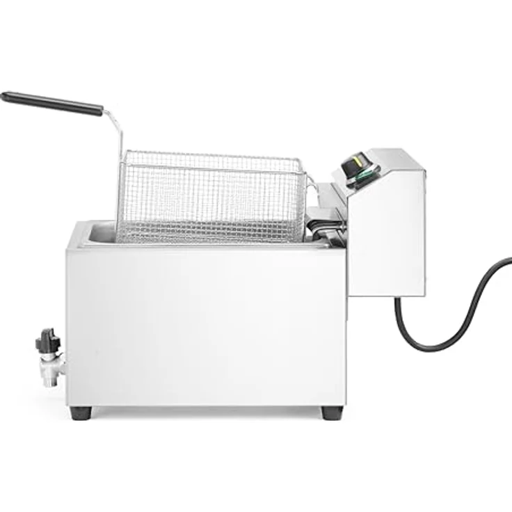 HENDI Fritteuse XL GOLIATH, 10L, 400V/10,2kW, mit Ablasshahn, Frittierkorb und Deckel, Temperaturbereich 50°-190°C, Edelstahl, Kaltzone – Bild 4