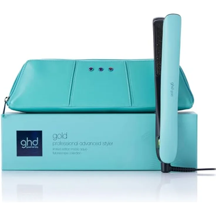 GHD GOLD® Glätteisen, Limited Edition in Mystic Aqua, 26 mm Ultra-Gloss Keramikplatten, HD Motion-Responsive™ Technologie, automatischer Temperaturkontrolle, mit hitzebeständigem Etui