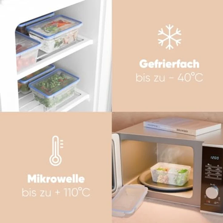 Classbach® Frischhaltedosen mit Deckel | 6er Set | 100% dicht | Meal Prep | Stapelbar | 6x 1000 ml – Bild 3