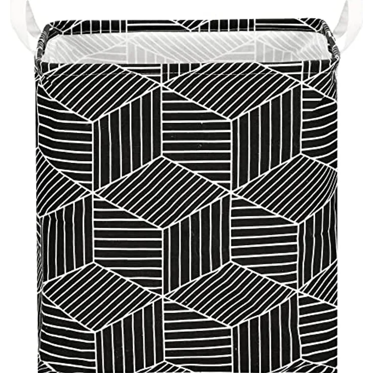 SPRINGOS Wäschesammler Wäschetruhe Viereckiger Wäschesack mit Henkel, schwarz, 35 Liter, wasserfestes Innenmaterial, modernes Design