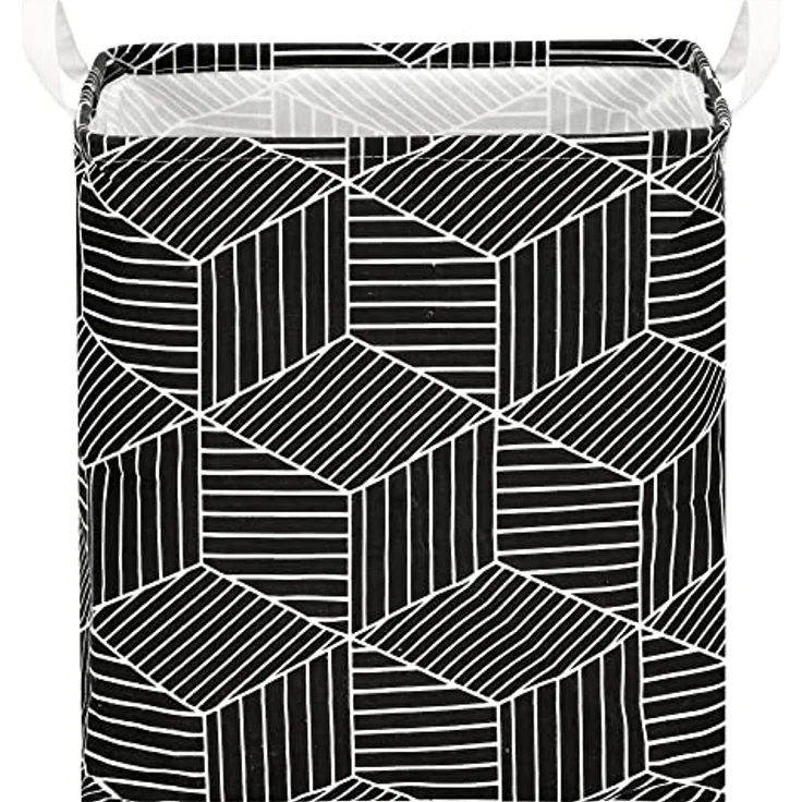 SPRINGOS Wäschesammler Wäschetruhe Viereckiger Wäschesack mit Henkel, schwarz, 35 Liter, wasserfestes Innenmaterial, modernes Design – Bild 1