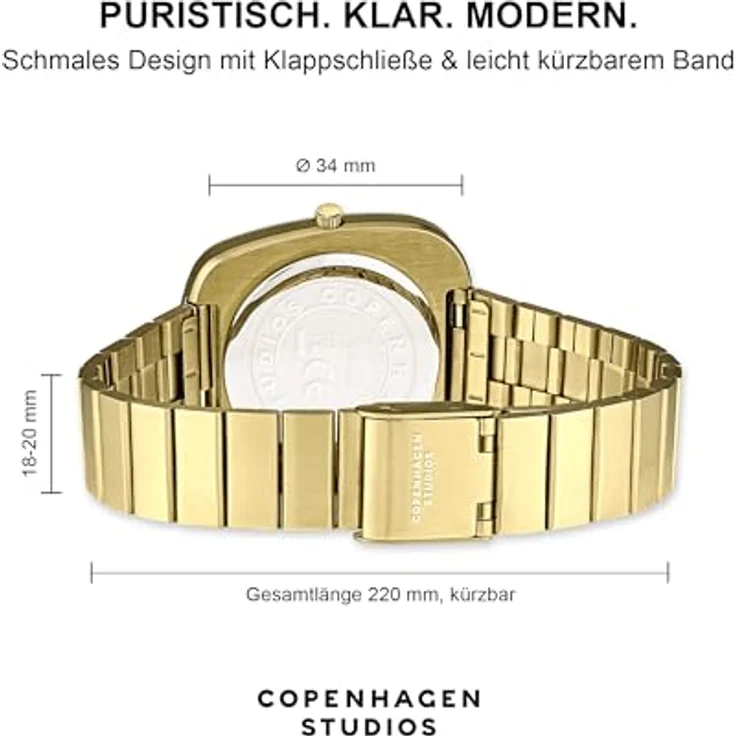 Copenhagen Studios Curved Watch Silber, 34 mm - Elegante Damenuhr aus poliertem Edelstahl mit Quarzwerk, 3 ATM wasserdicht, kratzfest – Bild 4