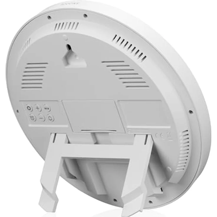 Kienzle Funkwanduhr Tischuhr mit 18,7 cm Display, DCF-Zeit, Datum und Temperaturanzeige, 2 Weckzeiten, Schlummerfunktion, weiß – Bild 4