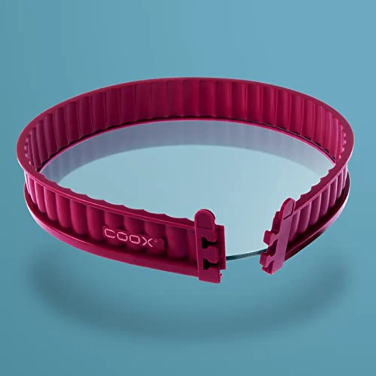 coox Quicheform 26 cm mit Glasboden, dunkelrot, hitzebeständig bis 230°C, kälteresistent bis -40°C, spülmaschinengeeignet – Bild 3