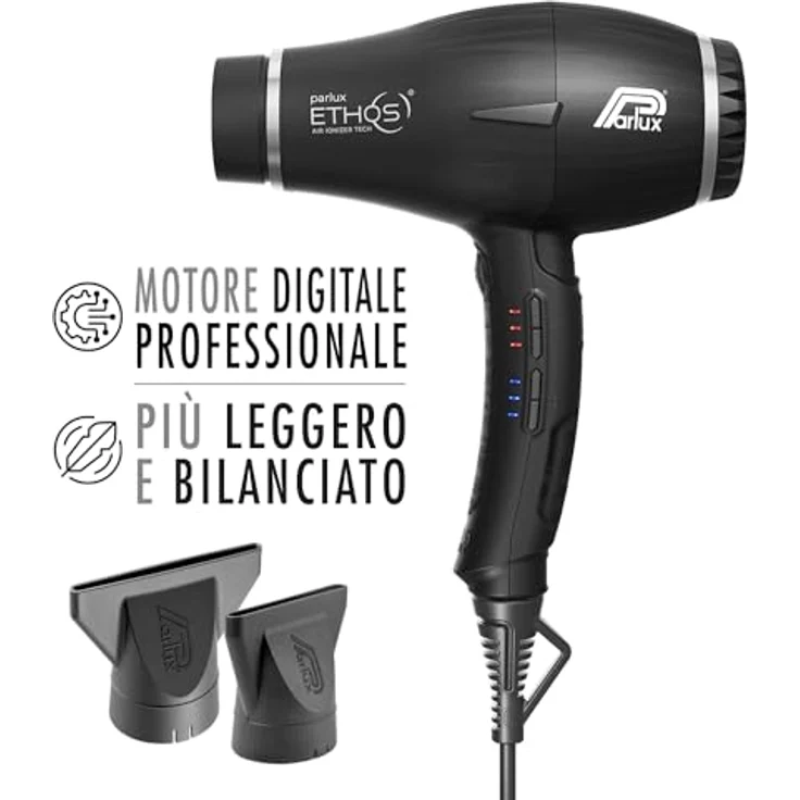 Parlux Ethos schwarz, Professioneller Haartrockner mit digitalem Motor und 2300 Watt – Bild 2
