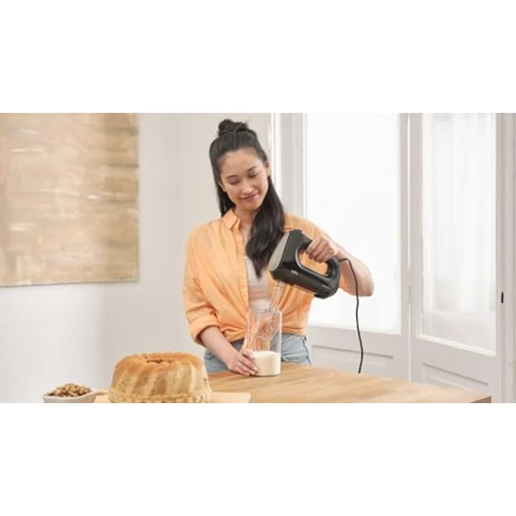 Braun Household MultiMix 2 HM2110BK Handmixer - Handrührgerät mit 4 Geschwindigkeitsstufen plus Turbo, FastMix Technologie, EasyClick, inkl. Schneebesen und Knethaken, Einhandbedienung, 500W, Schwarz – Bild 4
