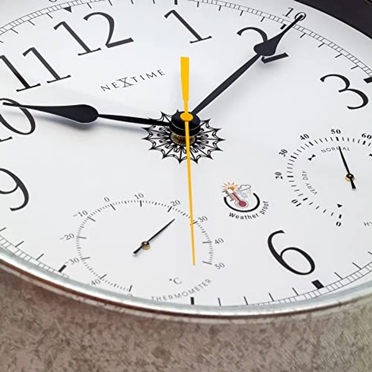 Nextime Wanduhr Tulip, Wetterstation mit Temperatur- und Luftfeuchtigkeitsanzeige, Ø 40.5 cm, Silber – Bild 4